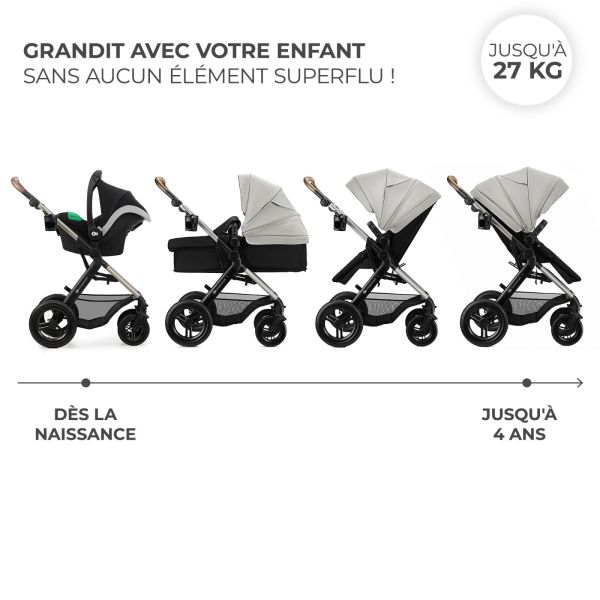 Poussette trio Moov² XL Air Wheels Moonlight Grey