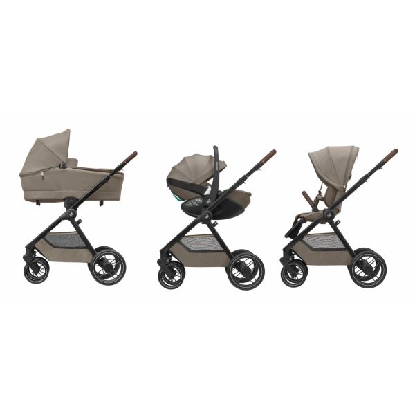 Poussette trio Oxford + Siège auto Pebble 360 Pro² + nacelle Sense Twillic Truffle + base FamilyFix 360 Pro