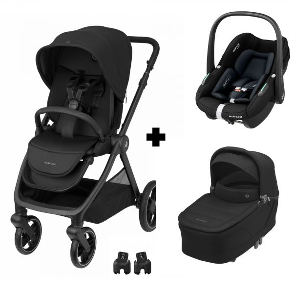 Poussette trio Oxford + Siège auto Pebble S + nacelle Sense Black