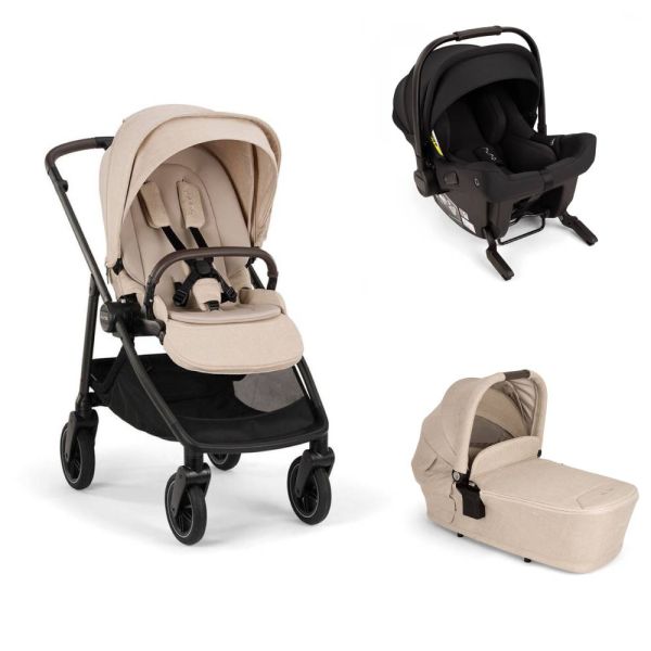 Poussette trio Swiv Biscotti + siège auto Pipa Urbn Caviar + nacelle Lytl Biscotti