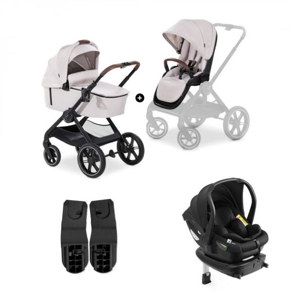 Poussette trio Walk N Care Beige avec coque drive N Care et base isofix