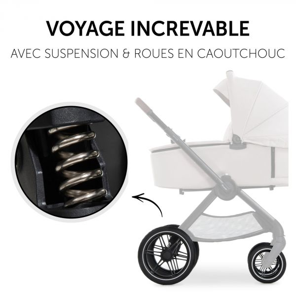 Poussette trio Walk N Care Beige avec coque drive N Care et base isofix