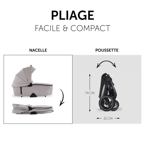 Poussette trio Walk N Care Beige avec coque drive N Care et base isofix