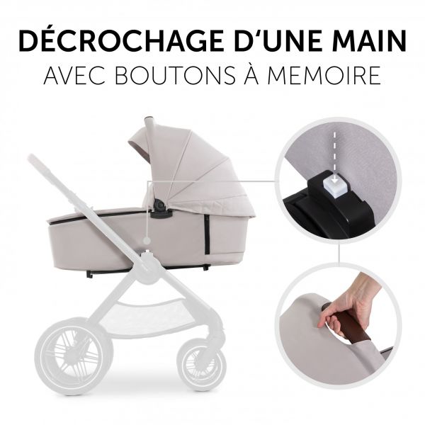 Poussette trio Walk N Care Beige avec coque drive N Care et base isofix