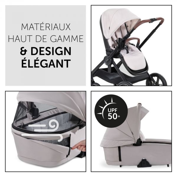 Poussette trio Walk N Care Beige avec coque drive N Care et base isofix