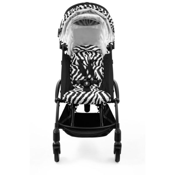 Poussette Trio YOYO 3 pack 0+ & 6+ et siège auto Aton B2 Black - Châssis Blanc - Zebra / Noir