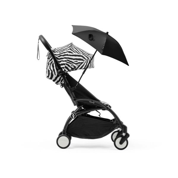 Poussette Trio YOYO 3 pack 0+ & 6+ et siège auto Aton B2 Black - Châssis Blanc - Zebra / Noir