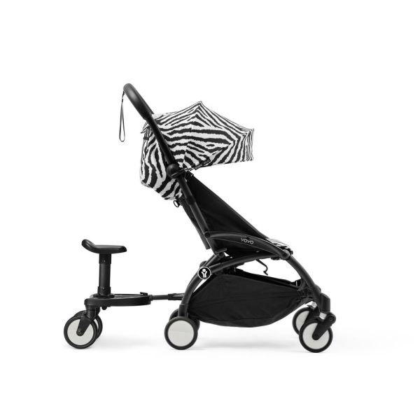 Poussette Trio YOYO 3 pack 0+ & 6+ et siège auto Aton B2 Black - Châssis Blanc - Zebra / Noir