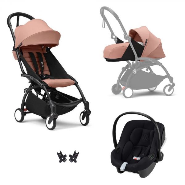 Poussette Trio YOYO 3 pack 0+ & 6+ et siège auto Aton B2 Black - Châssis noir - Ginger