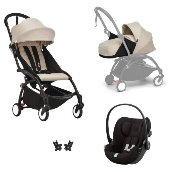 Poussette Trio YOYO 3 pack 0+ & 6+ + siège auto Cloud T Black - Châssis noir - Bonpoint