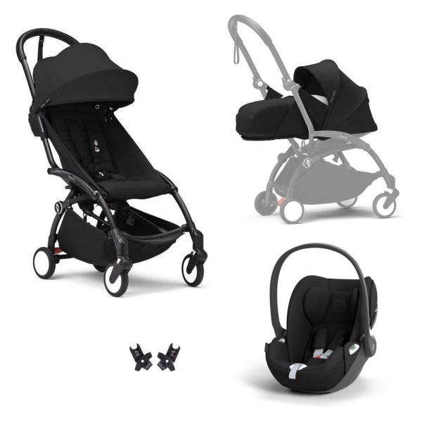Poussette Trio YOYO 3 pack 0+ & 6+ + siège auto Cloud T Black - Châssis noir - Noir