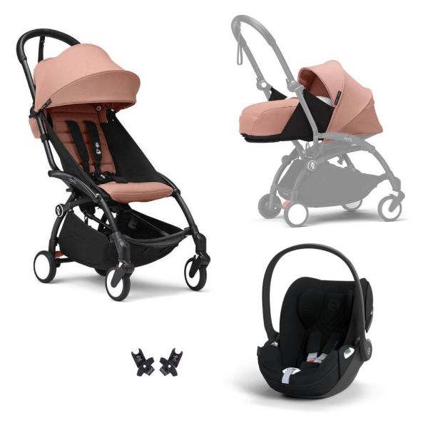 Poussette Trio YOYO 3 pack 0+ & 6+ + siège auto Cloud T plus Black - Châssis noir - Ginger