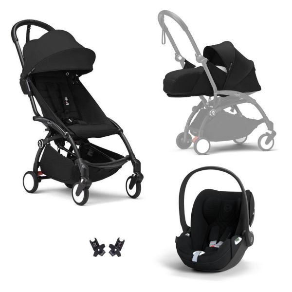 Poussette Trio YOYO 3 pack 0+ & 6+ + siège auto Cloud T plus Black - Châssis noir - Noir