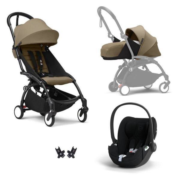 Poussette Trio YOYO 3 pack 0+ & 6+ + siège auto Cloud T plus Black - Châssis noir - Toffee
