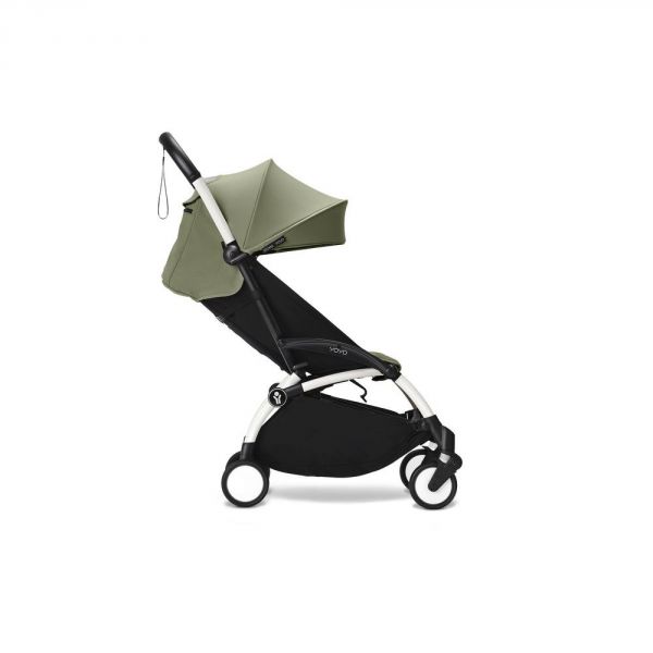 Poussette trio YOYO 3 - Châssis blanc Pack 0+ & 6+ Olive + siège auto car seat by BeSafe