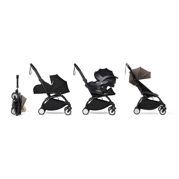 Poussette trio YOYO 3 - Châssis noir Pack 0+ & 6+ Leopard / Noir + siège auto car seat by Besafe