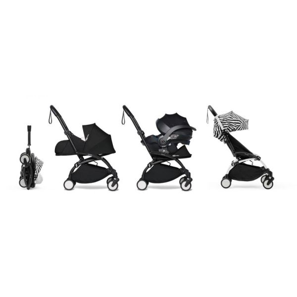 Poussette trio YOYO 3 - Châssis noir Pack 0+ & 6+ Zebra / Noir + siège auto car seat by Besafe