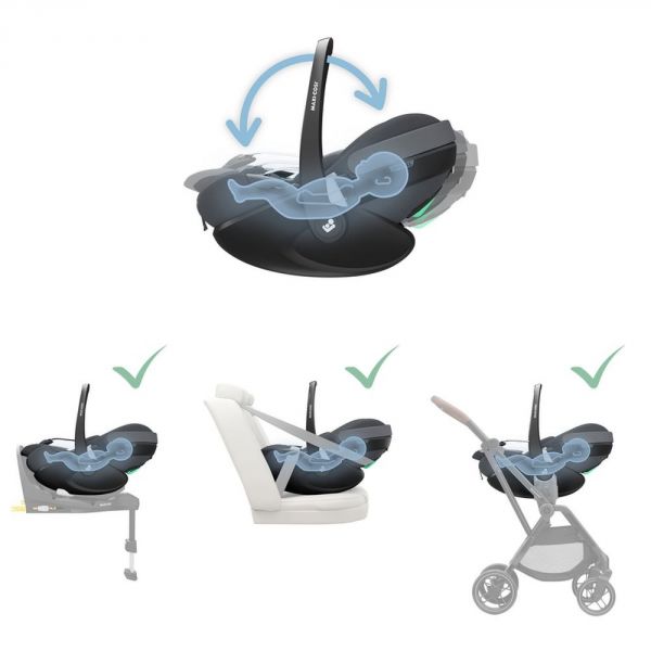 Poussette Trio YOYO³ pack 0+ & 6+ et siège auto Pebble 360 Pro²  Black - Châssis noir - Bonpoint