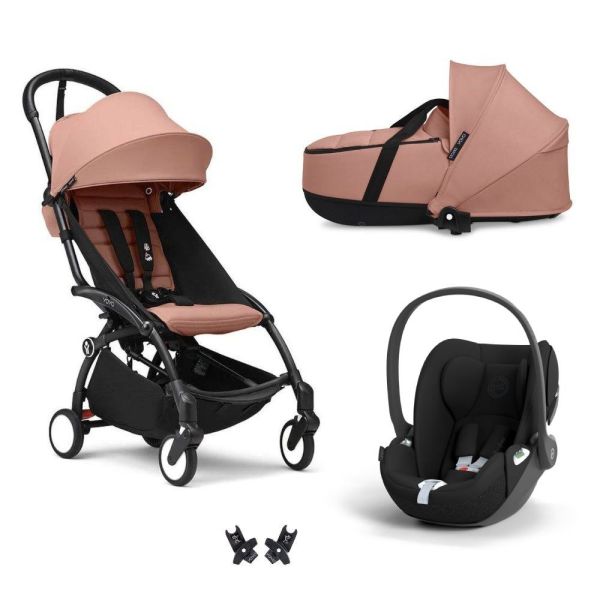 Poussette trio YOYO + pack 6+ + siège auto Cloud T Black + Nacelle - Châssis noir - Ginger