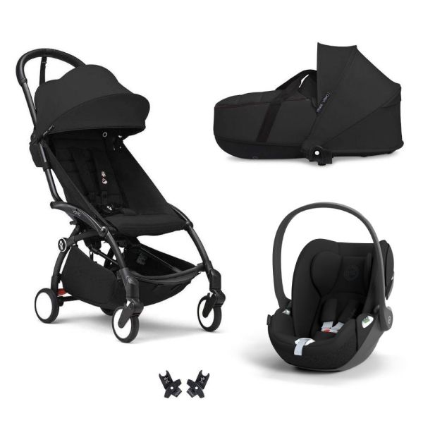 Poussette trio YOYO + pack 6+ + siège auto Cloud T Black + Nacelle - Châssis noir - Noir
