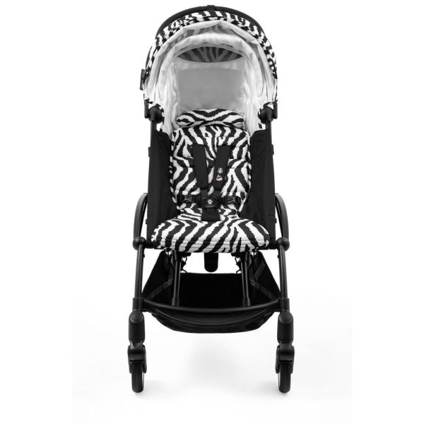 Poussette trio YOYO + pack 6+ + siège auto Cloud T Black + Nacelle - Châssis noir - Zebra / Noir