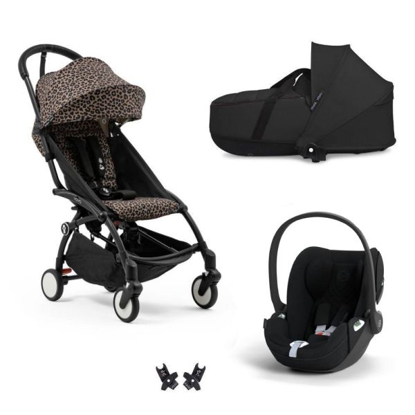 Poussette Trio YOYO 3 pack 6+ + siège auto Cloud T plus Black + nacelle YOYO - Châssis noir - Léopard / Noir