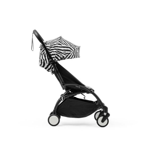 Poussette trio YOYO 3 - Châssis noir Pack 6+ siège auto car seat by Besafe + Nacelle Zebra Noir