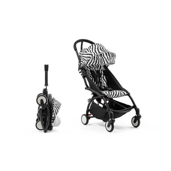 Poussette trio YOYO 3 - Châssis noir Pack 6+ siège auto car seat by Besafe + Nacelle Zebra Noir