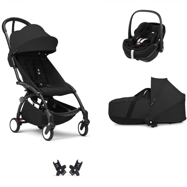 Poussette Trio YOYO 3 pack 6+ et siège auto Pebble 360 Pro² + Nacelle YOYO - Chassis noir - Noir
