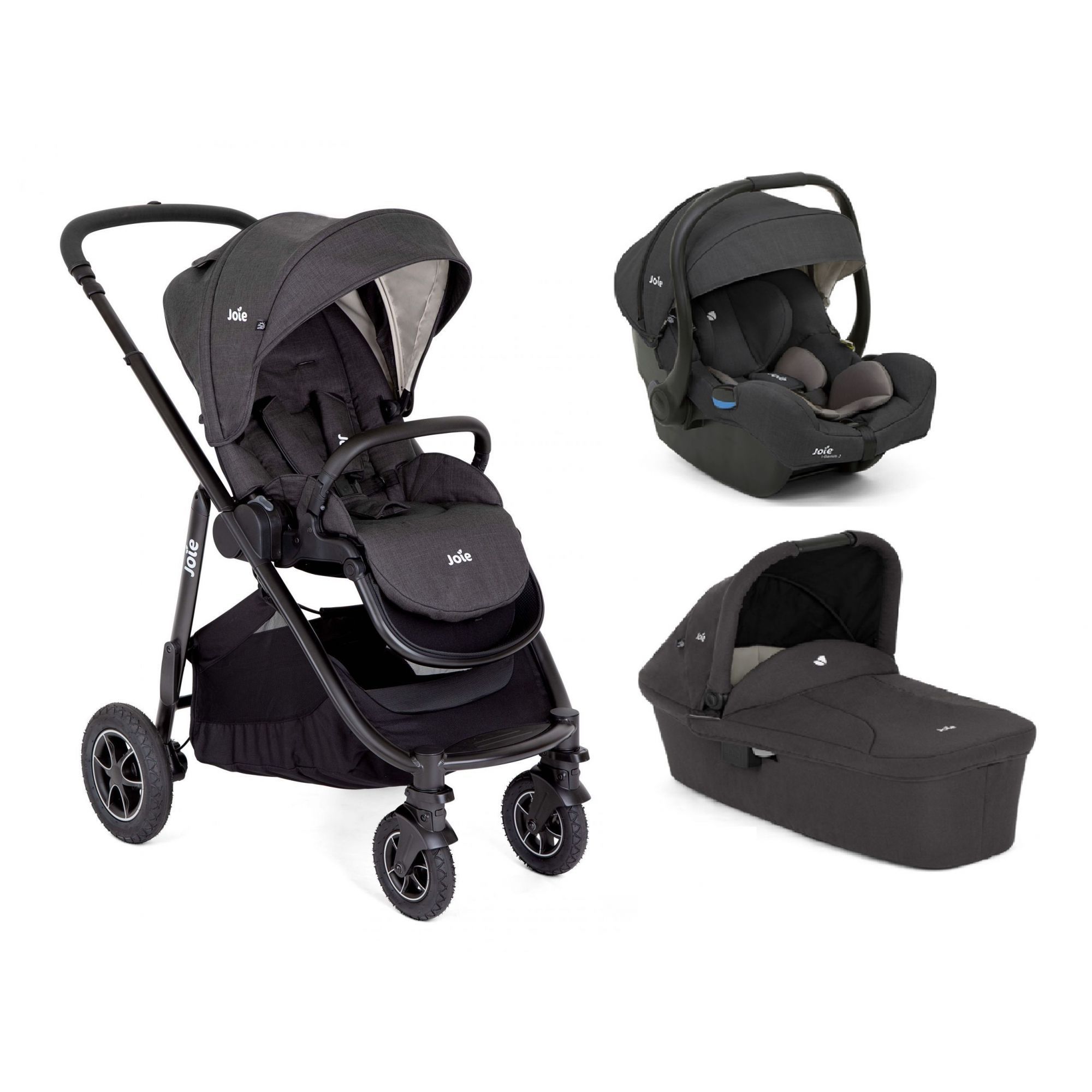 Poussette combinée trio 3 en 1 - siège auto 0m – nacelle – jusqu’à 22kg -  noir - Premium