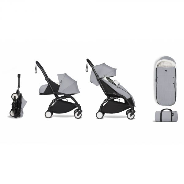 Poussette YOYO² Pack 0+ et 6+ + Chancelière - Cadre Noir - Stone