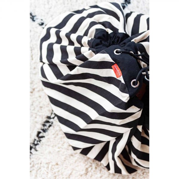 Grand sac à jouets / tapis de jeu 2 en 1 Stripes Black