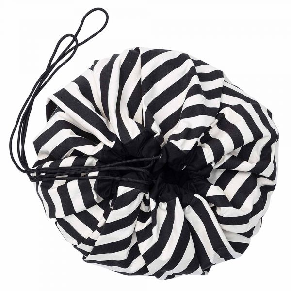 Grand sac à jouets / tapis de jeu 2 en 1 Stripes Black