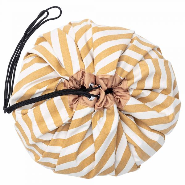 Grand sac à jouets / tapis de jeu 2 en 1 Stripes Mustard