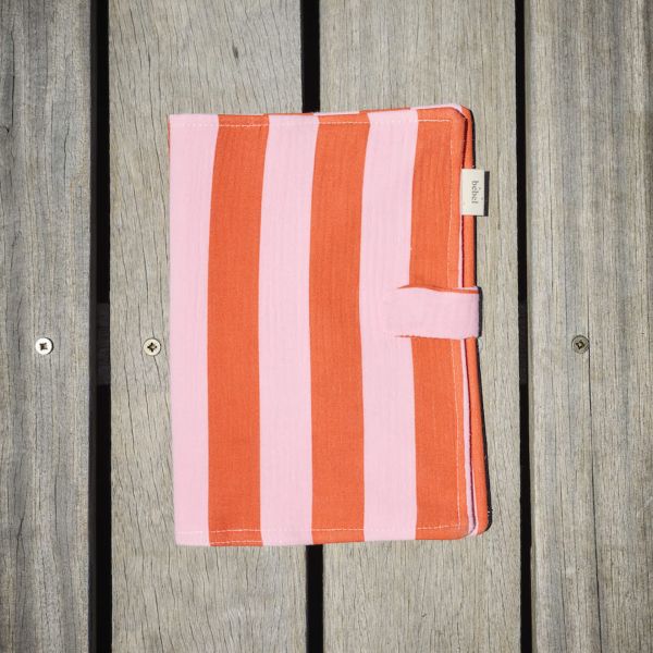 Protège carnet de santé Rayure Rose/Orange