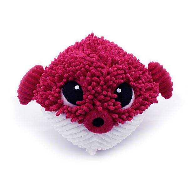Peluche géante Les Ptipotos poisson globe et son bébé Gobetou betterave
