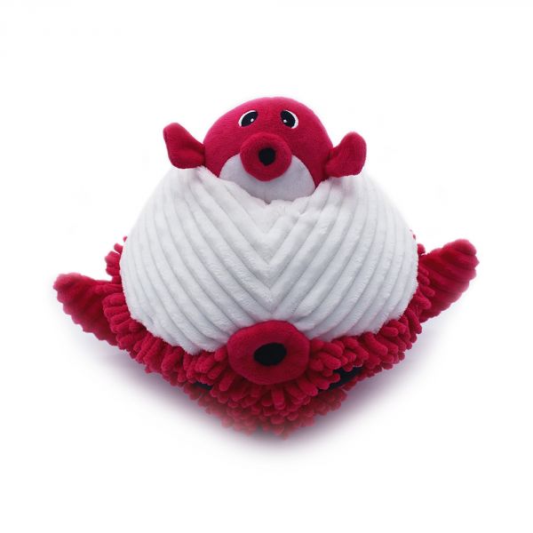 Peluche géante Les Ptipotos poisson globe et son bébé Gobetou betterave