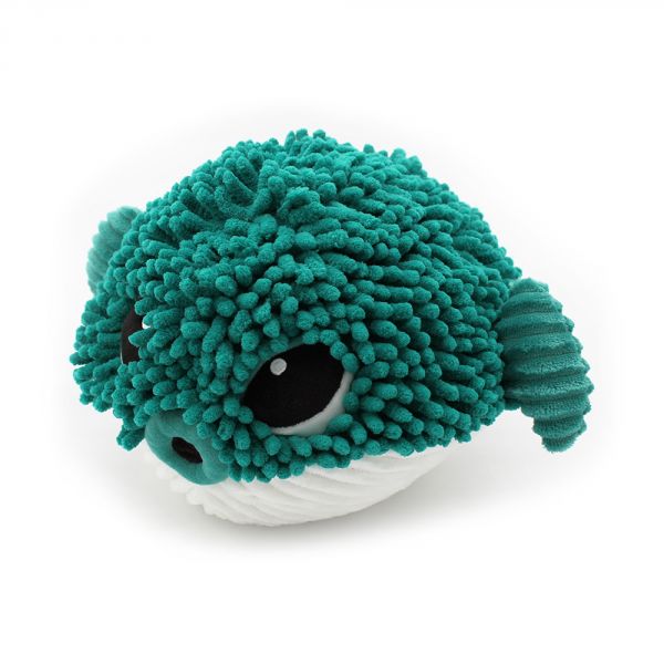 Peluche géante Les Ptipotos poisson globe et son bébé Gobetou vert