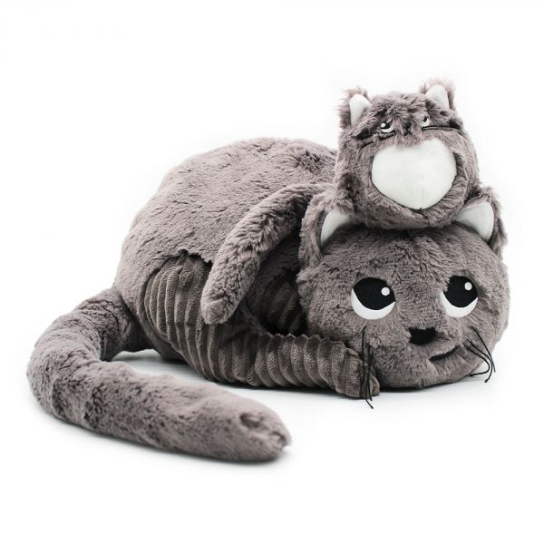 Peluche Ptipotos Chat maman et son bébé gris