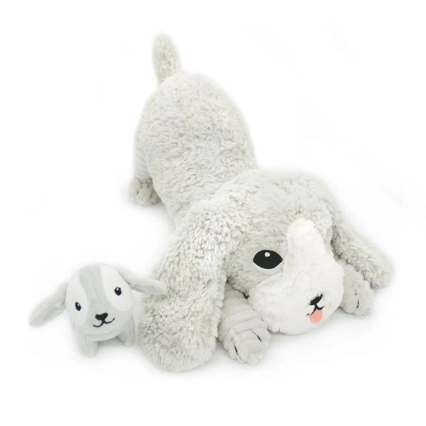 Peluche Les Ptipotos Chien et son bébé Gris