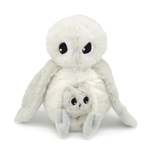 Peluche Les Ptipotos chouette maman et bébé Gris clair