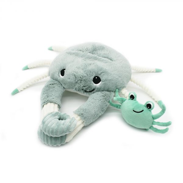 Peluche géante crabe et son bébé menthe Cassecou Les Ptipotos