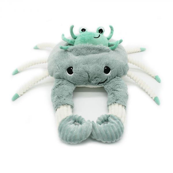 Peluche géante crabe et son bébé menthe Cassecou Les Ptipotos