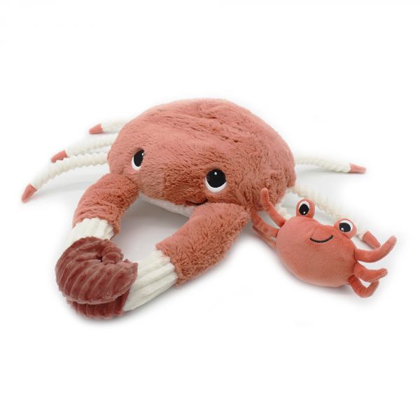 Peluche géante crabe et son bébé terracotta Cassecou Les Ptipotos