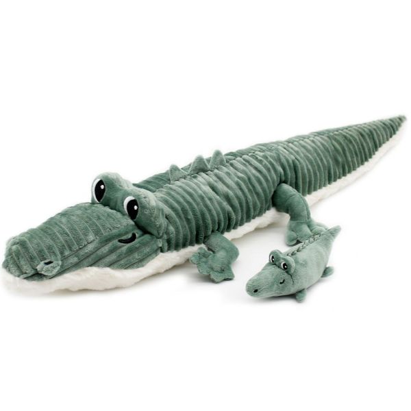 Peluche Les Ptipotos le crocodile Croketou maman et bébé