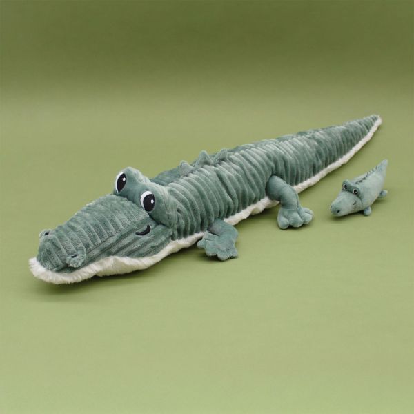 Peluche Les Ptipotos le crocodile Croketou maman et bébé
