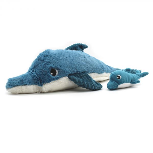Peluche Les Ptipotos Dauphin et son bébé bleu