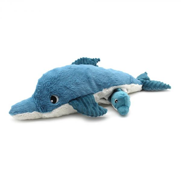 Peluche Ptipotos Dauphin maman et son bébé bleu