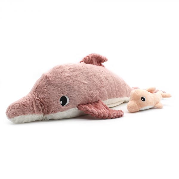 Peluche Les Ptipotos Dauphin et son bébé rose