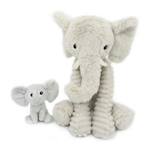 Peluche Les Ptipotos Éléphant et son bébé Gris